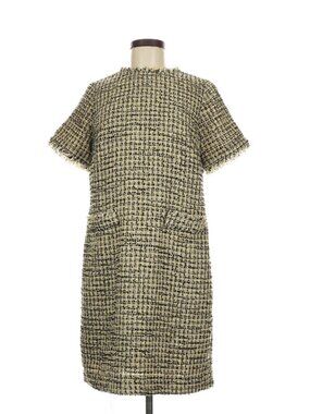 Ann Taylor Navy and Ivory Tweed Midi Dress